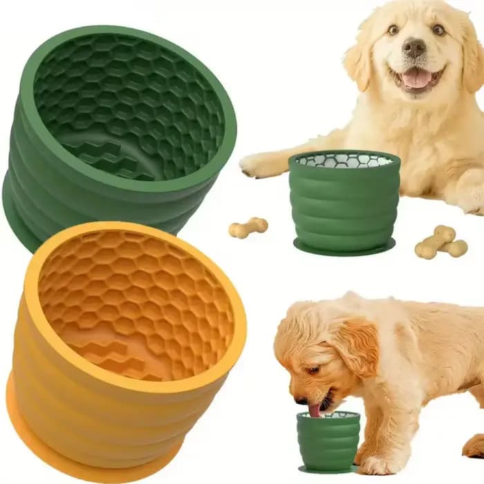 Tasse de bol pour chien à alimentation lente en silicone – Conception de distraction antidérapante pour les races de petite à moyenne taille – Promuove la digestion saine