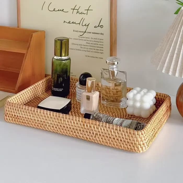 Boîte de rangement de bureau en rotin