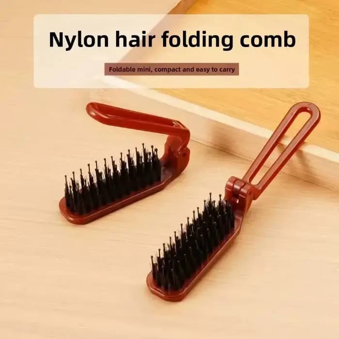 Brosse à cheveux pliable portable en poils de sanglier, peigne de voyage, accessoire de coiffure avec fonction de massage du cuir chevelu