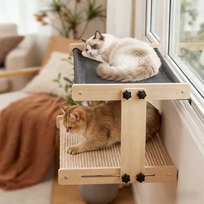 Lit de fenêtre pour chat en bois