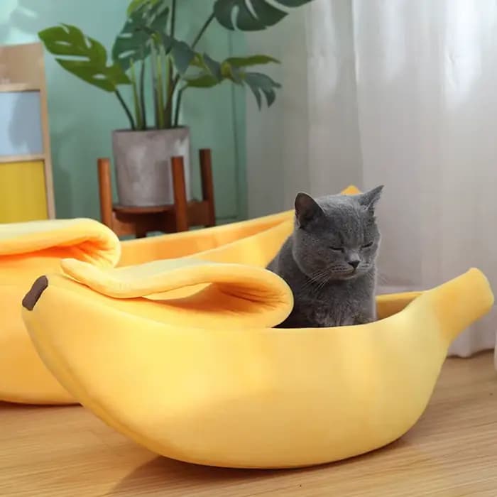 Lit pour chat en forme de banane, drôle, mignon, confortable, tapis pour chat, lits chauds, durables, portables, panier pour animaux de compagnie, niche, coussin pour chien, accessoires pour animaux d