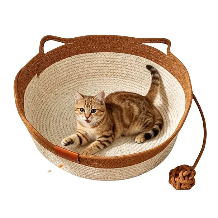 Panier Instinct pour chats en corde de coton tressée à la main