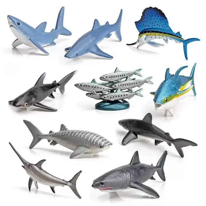 Mini jouets de simulation de la vie marine, 10/12 pièces, modèles réalistes d'animaux marins, requin baleine, dauphin, tortue, jouets pour enfants, cadeau de noël
