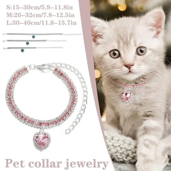 Collier pour chat en strass et diamant