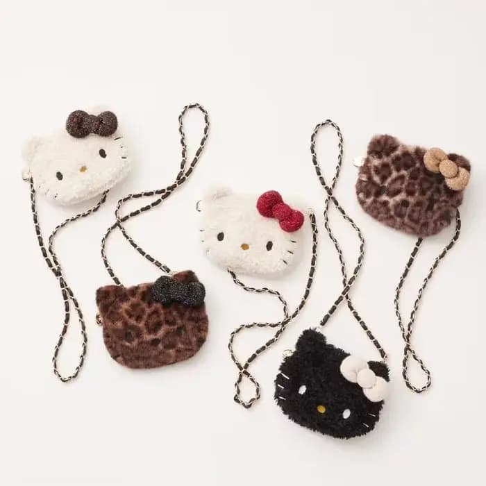 Sac bandoulière en peluche chaton de dessin animé mignon avec nœud, petite pochette de rangement pour cosmétiques, mini porte-monnaie polyvalent, organisateur, cadeaux jouets