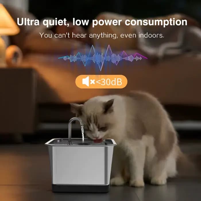 Fontaine d'eau pour chat en acier inoxydable