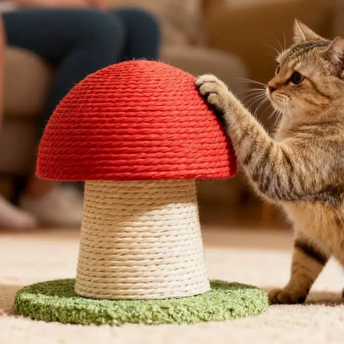 Griffoir pour chat en forme de champignon