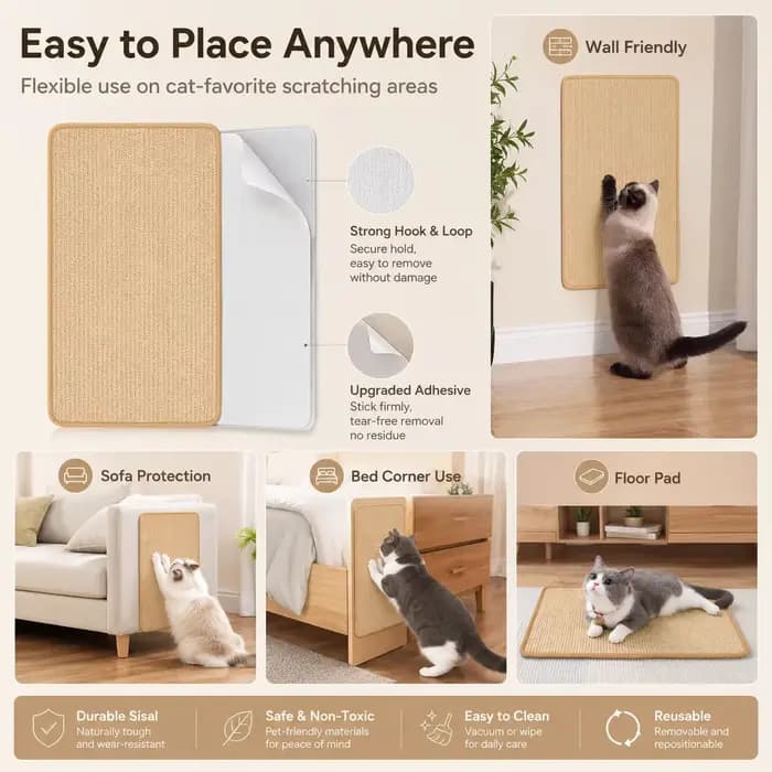 Tapis à gratter mural en sisal pour chat