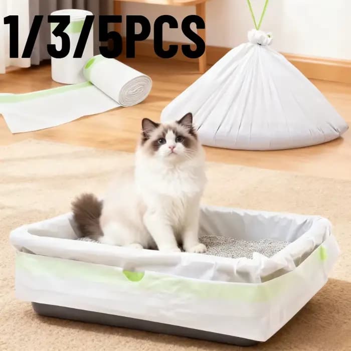 1/3/5 rouleaux de bac à litière pour chat doublé de cordon Ultra Durable bac