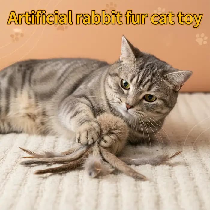 Jouet pour chat en fausse fourrure de lapin