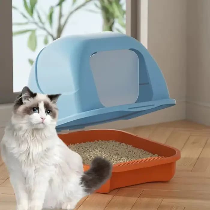 Grande bac à litière pour chat avec couvercle