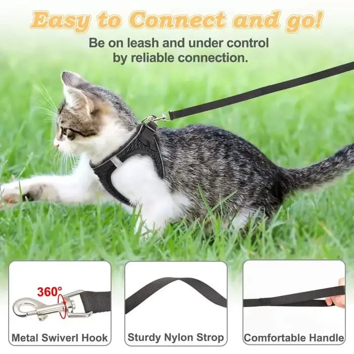 Ensemble de 2 harnais et laisses anti-évasion pour chat avec gilet en filet souple réfléchissant