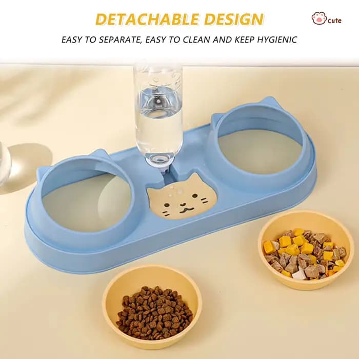 Bol pour chat de compagnie mangeoire automatique bol de nourriture pour chien avec fontaine d'eau Double bol à boire support surélevé bols pour chats