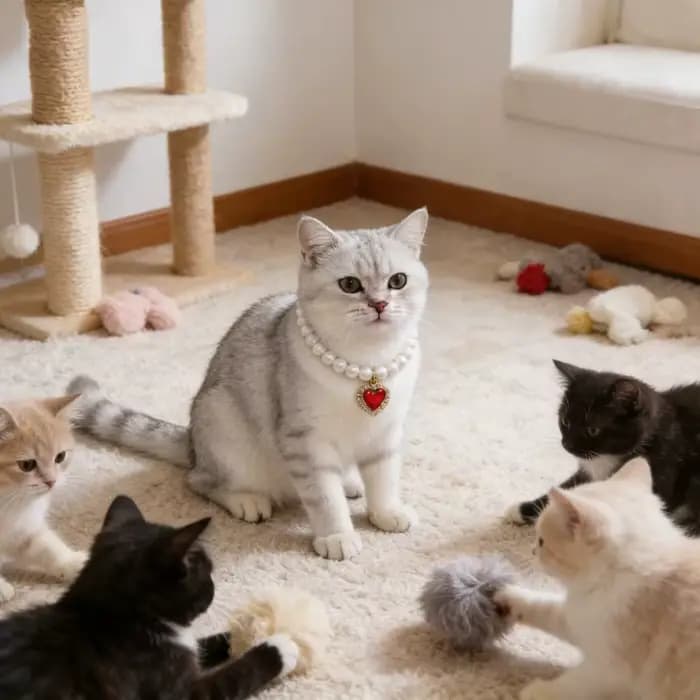 Collier pour chat avec perles haute simulation