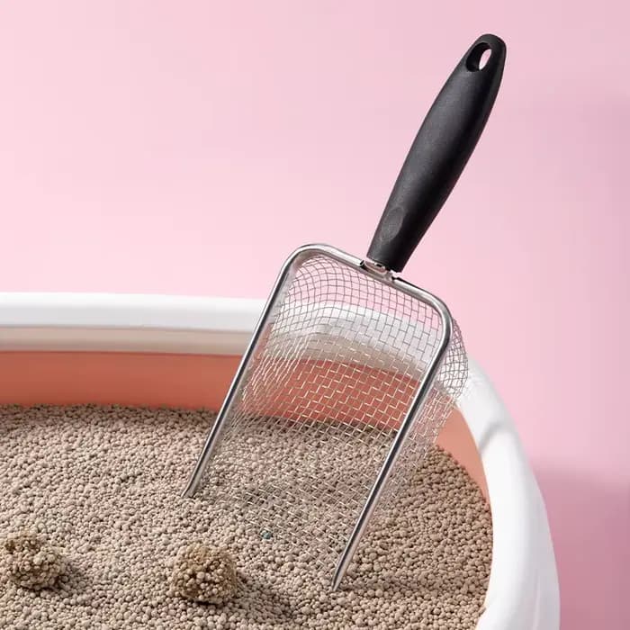 Pelle à litière pour chat en acier inoxydable