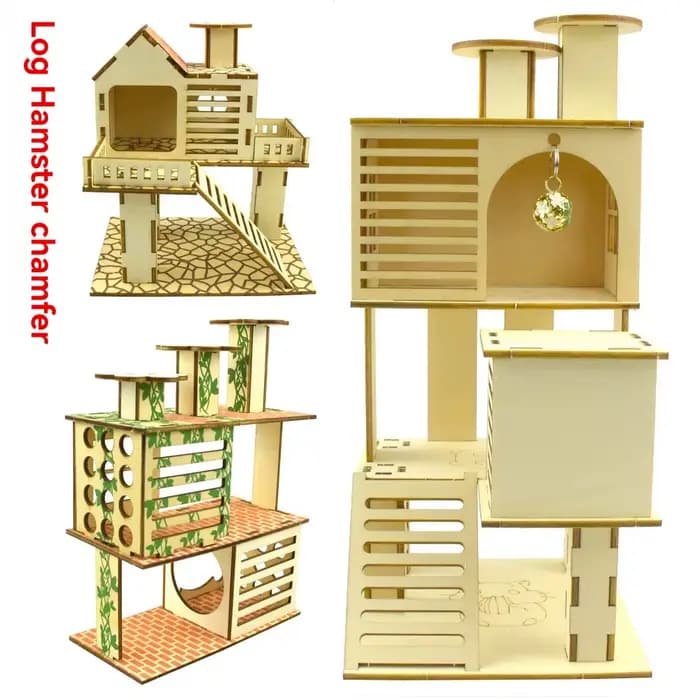 Hamster chanfrein minipet jouet arbre nid échelle clôture trampier plate-forme bâtiment cage de base Villa