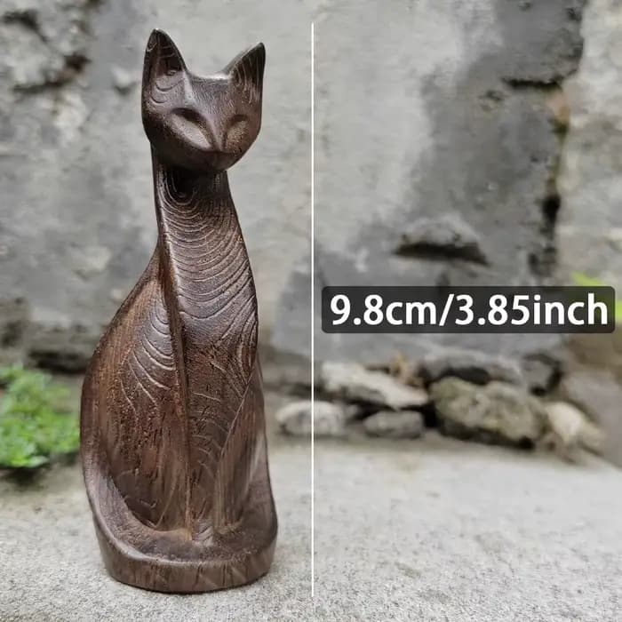 Ornement de chat en bois sculpté à la main de 3