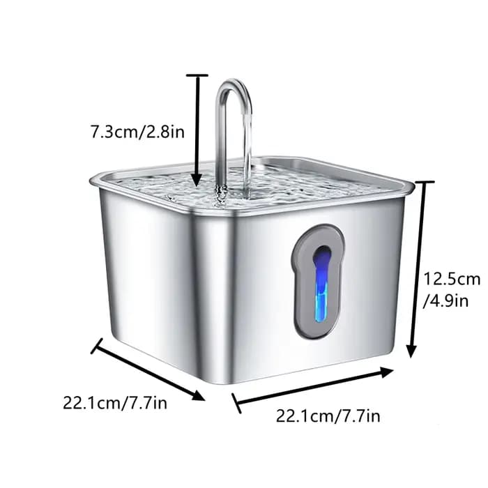Fontaine d'eau pour chat en acier inoxydable