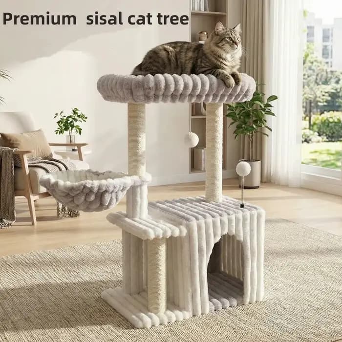 Arbre à chat multifonctionnel d'intérieur avec lit pour chat
