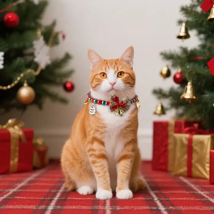 Collier cloche de noël coloré pour chat