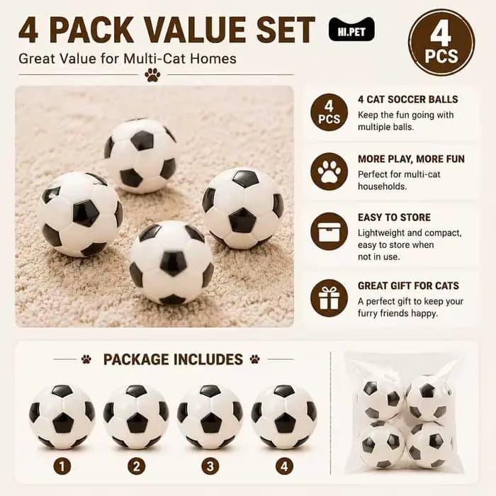 4 jouets de football pour chat