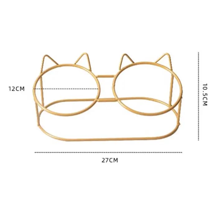 Support surélevé de bols de chat rétro