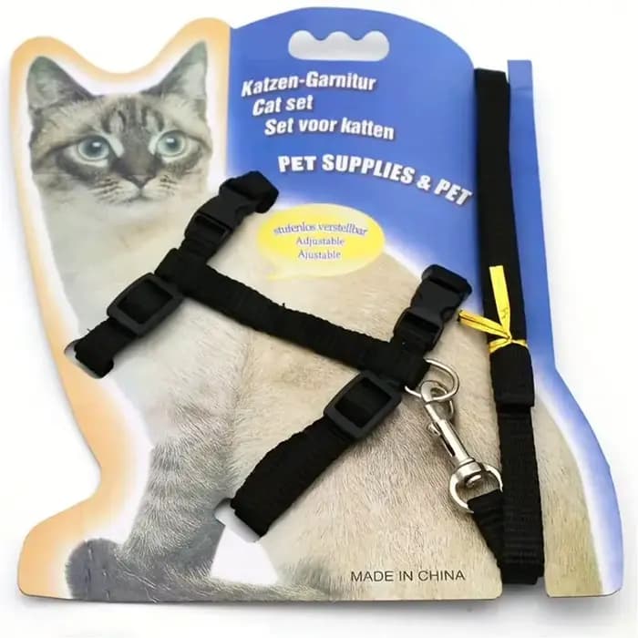 Collier de chat harnais laisse réglable en Nylon Traction pour animaux de compagnie
