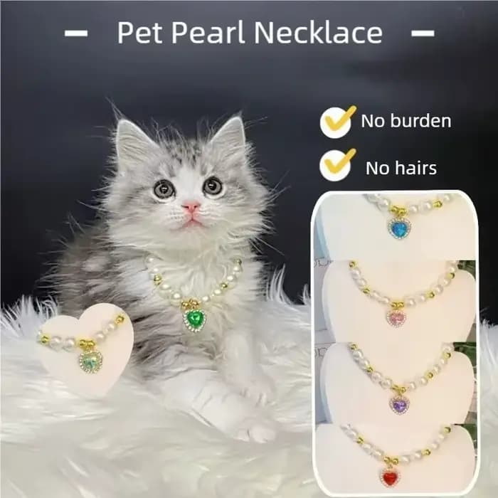 Collier réglable pour chat avec perles haute simulation