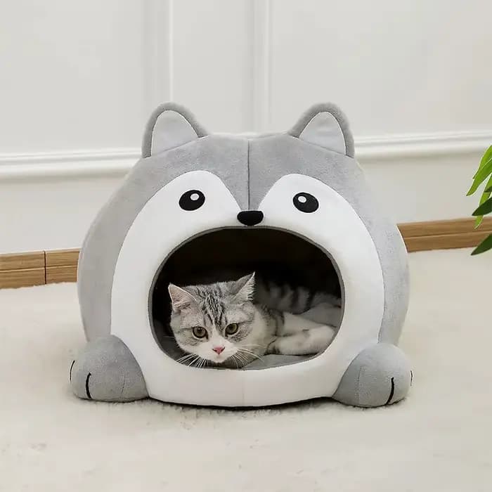 Lit-cave pour chat en peluche douce et super chaude