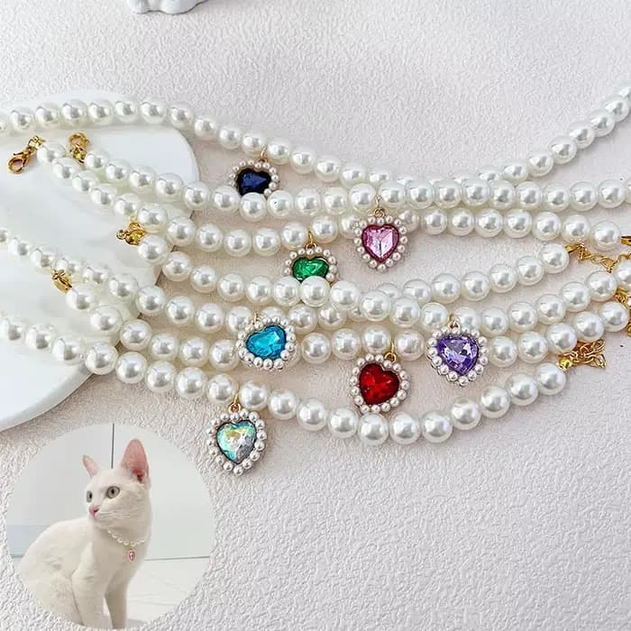 Collier réglable pour chat avec perles haute simulation