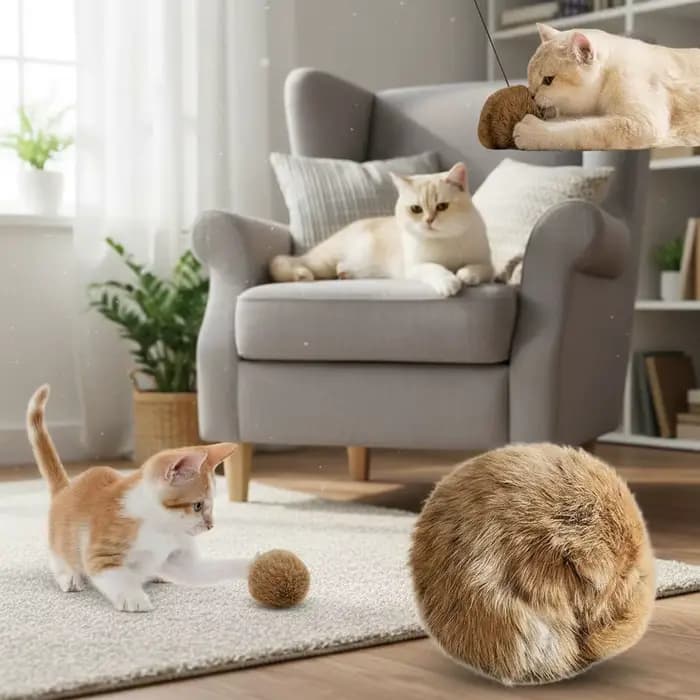 Jouet pour chat en boule de poils de lapin