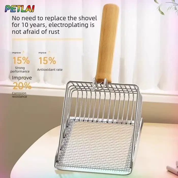 Pelle à litière pour chat en acier inoxydable à pores fins