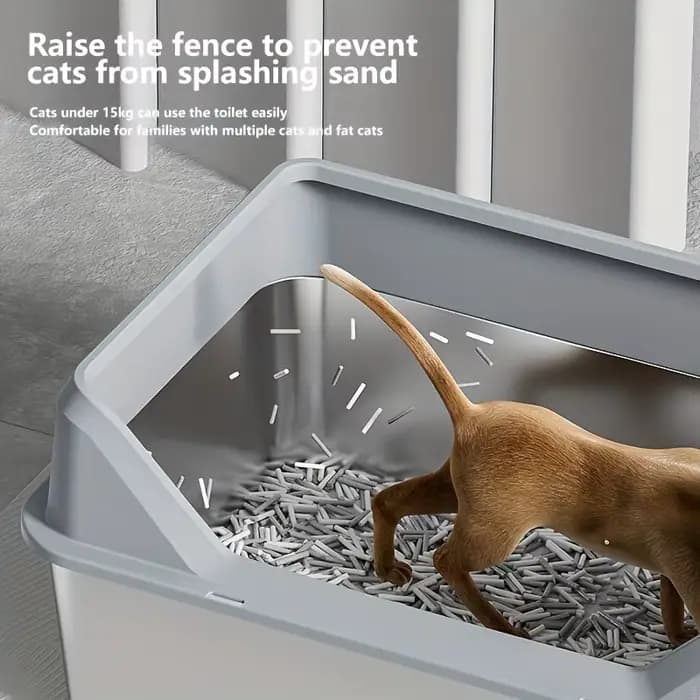 KEMORELA XL bac à litière extra large en acier inoxydable avec couvercle grand bac