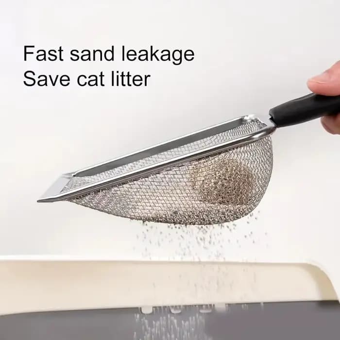 Pelle à litière pour chat en acier inoxydable avec poignée ergonomique – Durable et facile à nettoyer