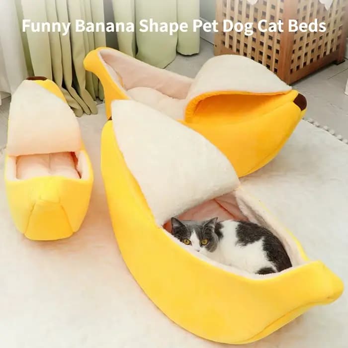 Lit banane pour chat, maison pour l'hiver, drôle, mignon et confortable, tapis pour chat, chaud et Durable, panier Portable pour animaux de compagnie, chenil, coussin pour chien, fournitures pour chat