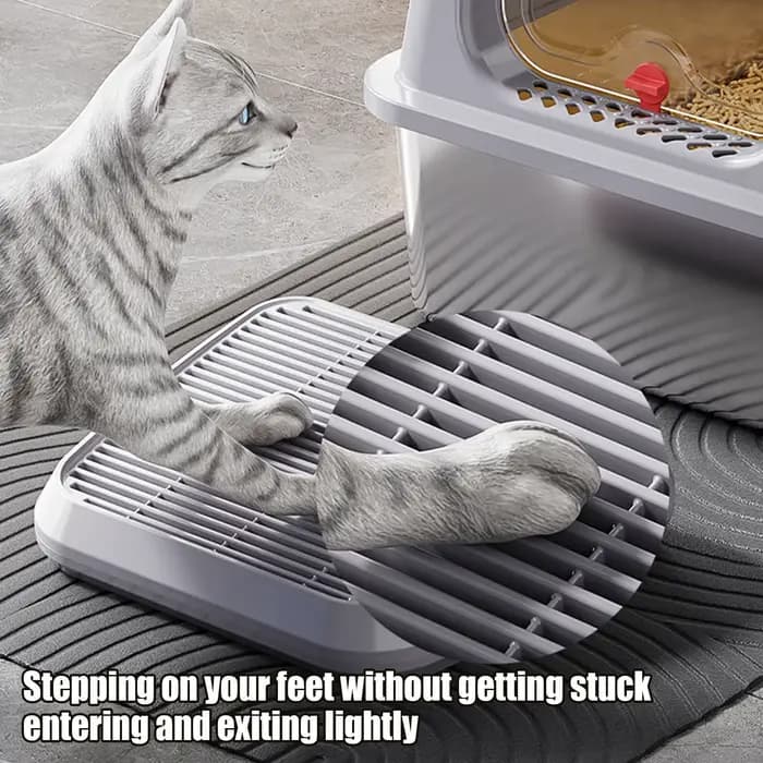 Tapis pour litière de chat anti-éclaboussures et anti-éparpillement, rampe surélevée antidérapante avec filtre pour table et bac à litière