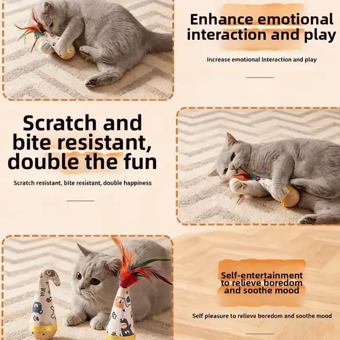 Balle interactive pour chat avec plume