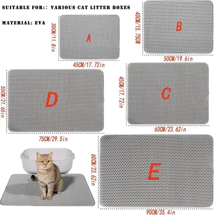 Tapis de litière pour chat Double couche antidérapant pour animaux de compagnie