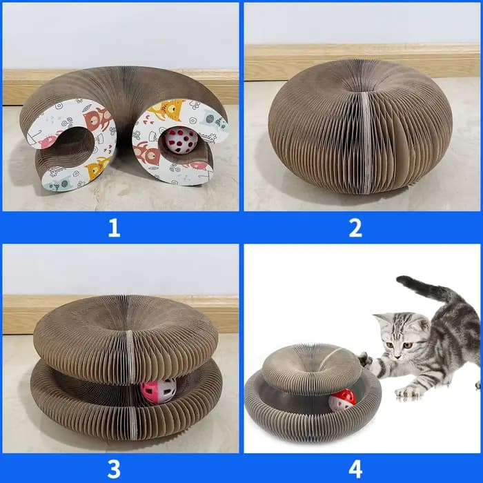 Usine vente chaude interactif chat à gratter carton jouet pliable orgue magique