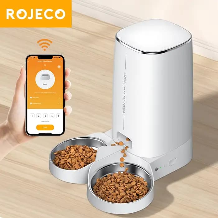ROJECO mangeoire automatique pour chat animal de compagnie distributeur de croquettes de nourriture