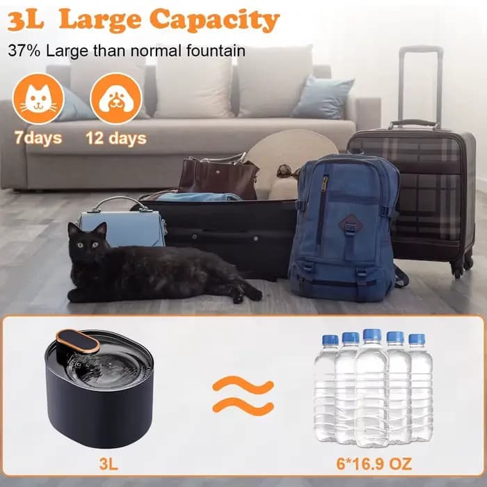 Fontaine d'eau pour chat 3L avec capteur de mouvement
