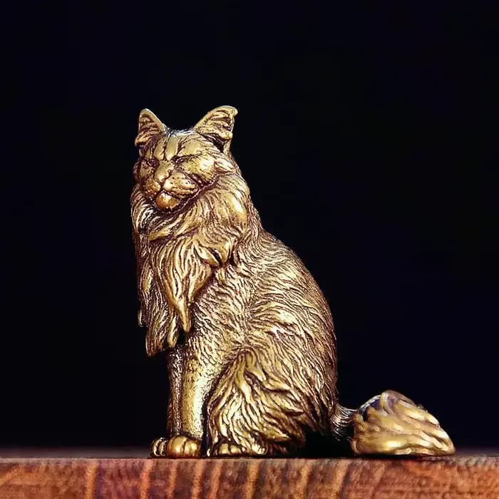 Figurines miniatures Maine Coon en laiton