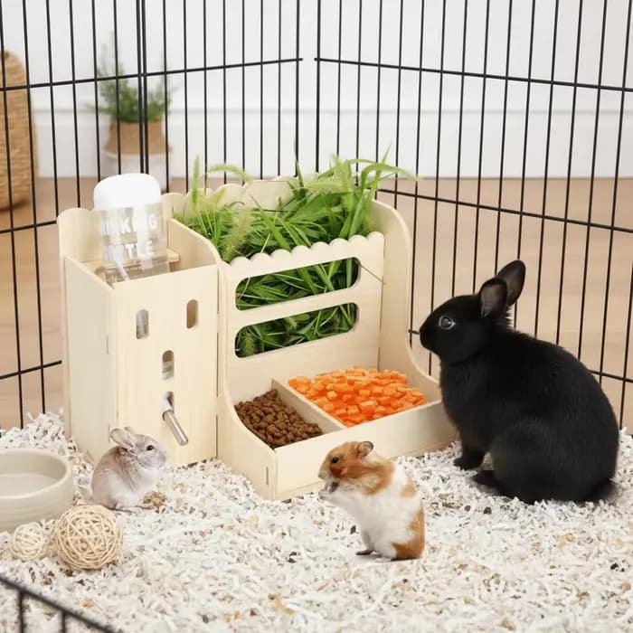 Mangeoire à foin pour lapin 2 en 1