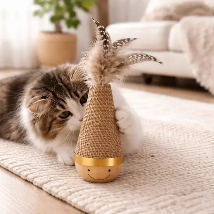 Jouets interactifs pour chat : Balle oscillante à motif de dessin animé
