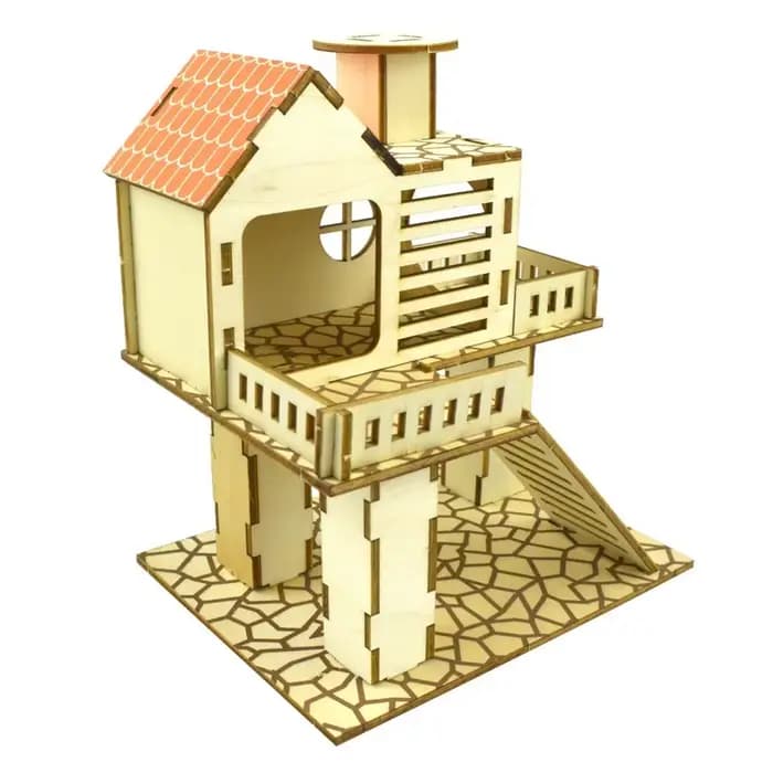 Hamster chanfrein minipet jouet arbre nid échelle clôture trampier plate-forme bâtiment cage de base Villa