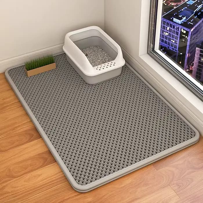 Polymères de Litière pour Chat, Double Couche, Imperméable, Piège à Urine, Facile à Nettoyer, Antidérapant, Coussin à Gratter, Grand Pied Pa