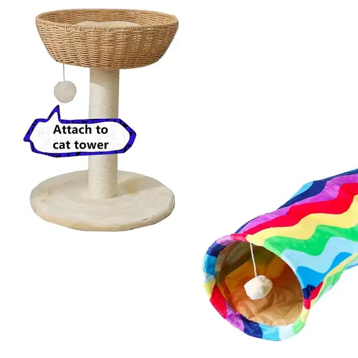 Balle de jouets interactifs pour chat avec cloche et ficelle