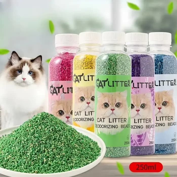 Perles désodorisantes pour litière de chat, 5 parfums, éliminateur d'odeur fort pour toilettes de chat, perles parfumées longue durée, fournitures de nettoyage pour animaux de compagnie