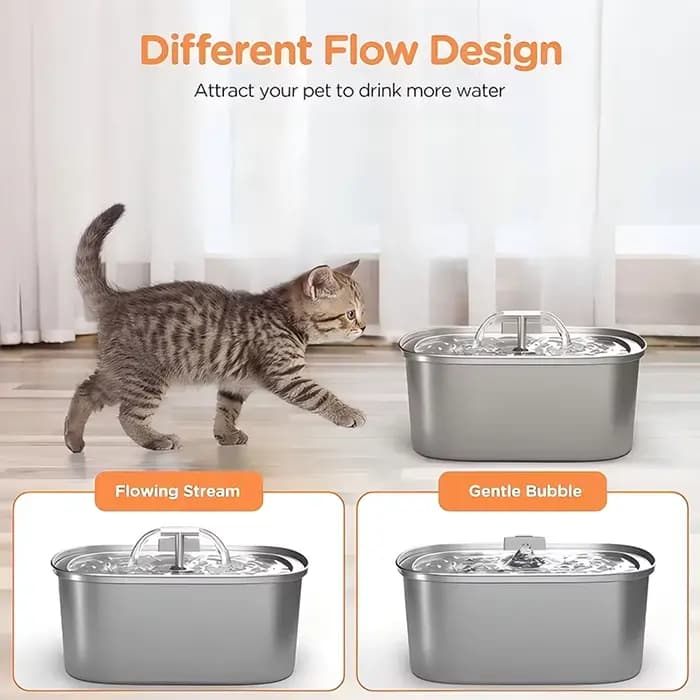 Fontaine d'eau pour chat en acier inoxydable