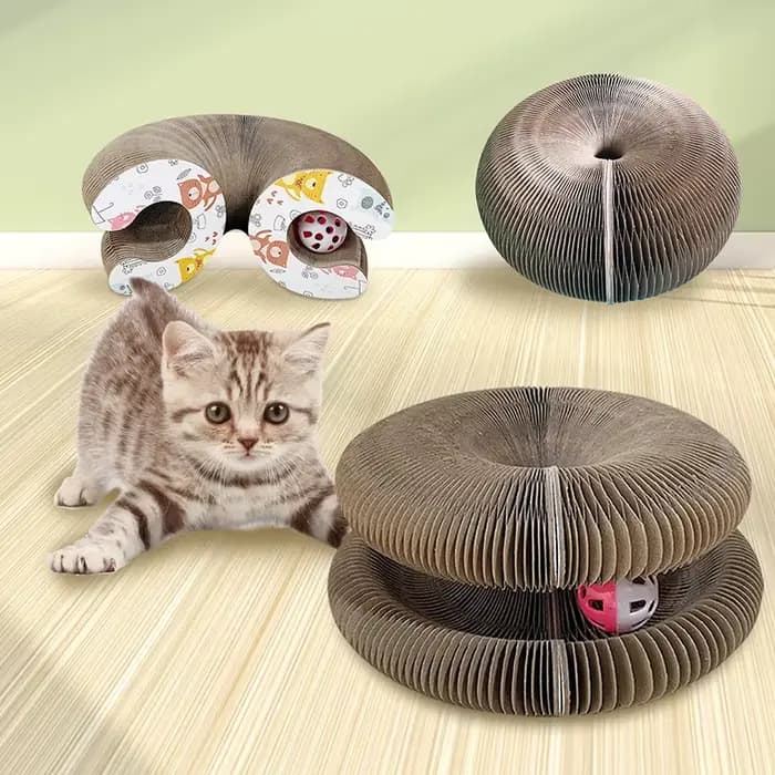 Usine vente chaude interactif chat à gratter carton jouet pliable orgue magique